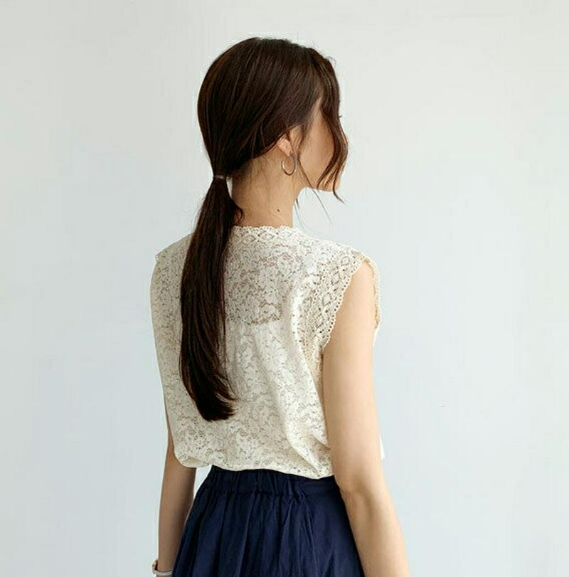 【新作10%OFF】スカラップレーススリーブレス・全4色・t60416 レディース【tops】【韓国 ファッション トップス ス