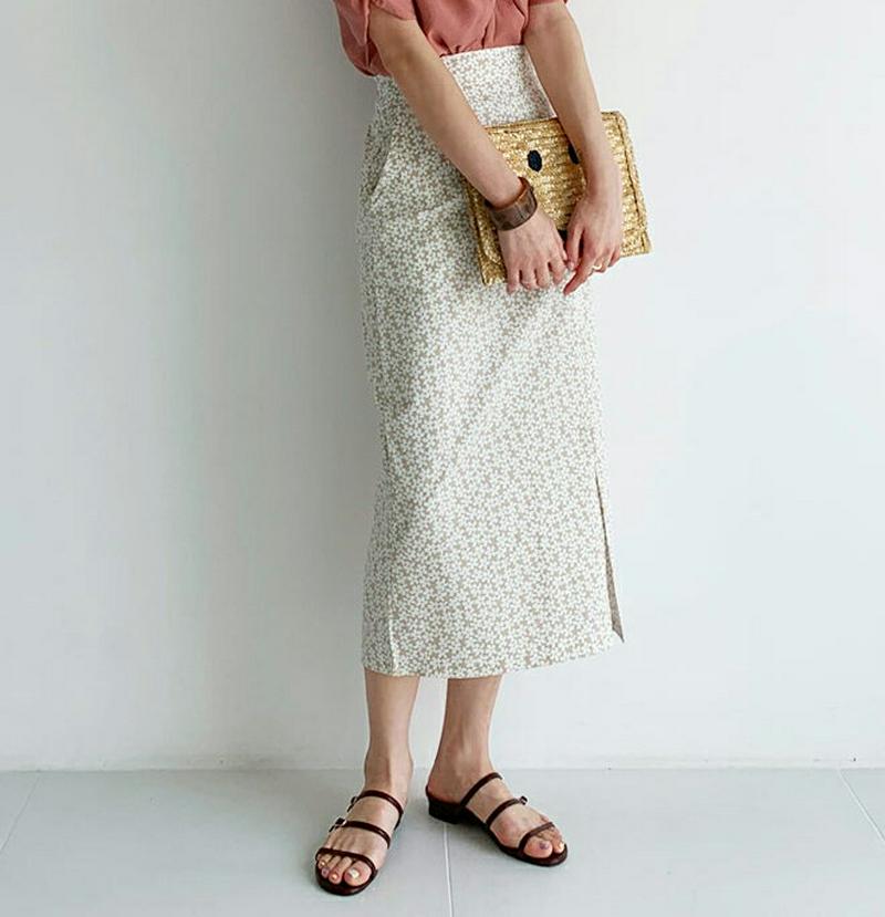 【新作10%OFF】フローラルスリットスカート・全3色・b60447 レディース【sk】【韓国 ファッション ボトムス スカート