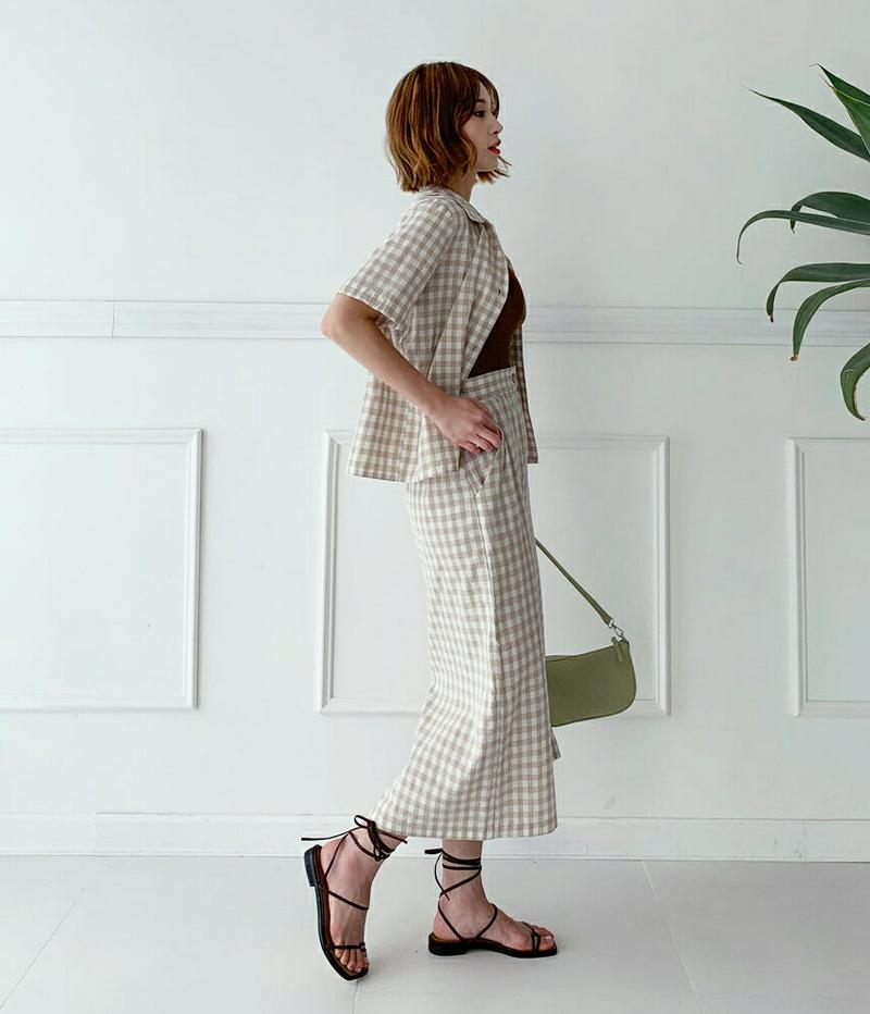 【新作10%OFF】チェックボタンスカート・全2色・t60448 レディース【sk】【韓国 ファッション ボトムス スカート ロ