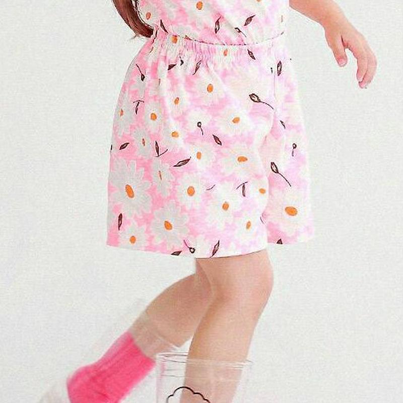 フラワープリントショートパンツ・p004554 キッズ【3~8才】【pt】【ボトムス ズボン ショート ショートパンツ 半ズボン ウエストゴム 花柄 綿 コットン かわいい 女の子 韓国 韓国子供服 子供 こども 子供服 こども服】【KIDS】
