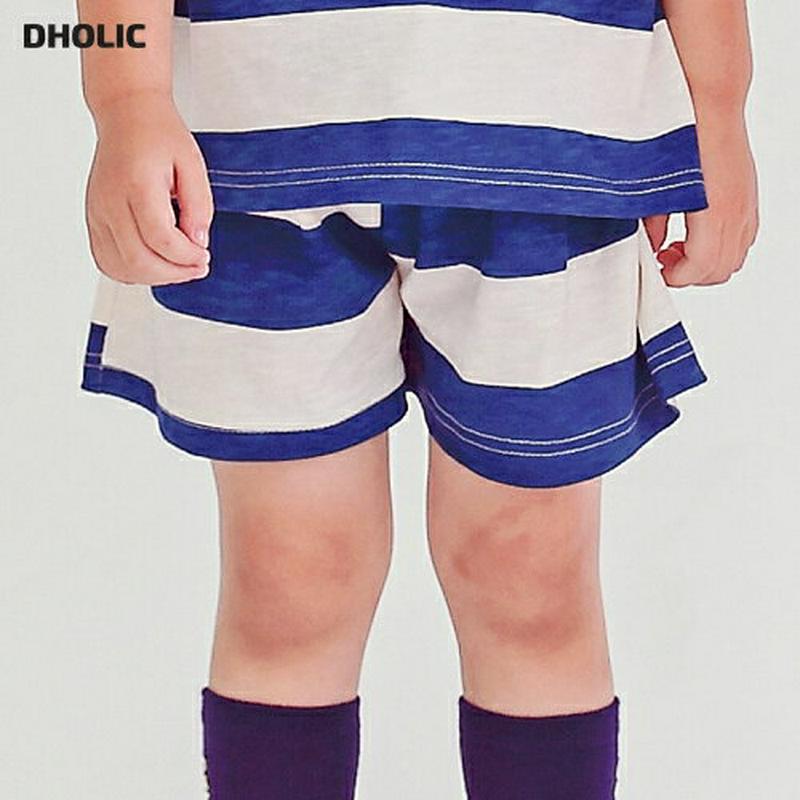 ワイドボーダーショートパンツ・p004544 キッズ【3~8才】【pt】【ボトムス パンツ ショート ショートパンツ ボーダー ウエストゴム カジュアル 綿 コットン 女の子 男の子 韓国 韓国子供服 子供 こども 子供服 こども服】【KIDS】