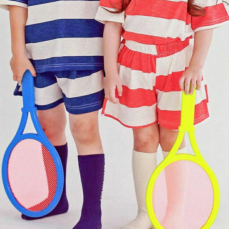 ワイドボーダーショートパンツ・p004544 キッズ【3~8才】【pt】【ボトムス パンツ ショート ショートパンツ ボーダー ウエストゴム カジュアル 綿 コットン 女の子 男の子 韓国 韓国子供服 子供 こども 子供服 こども服】【KIDS】