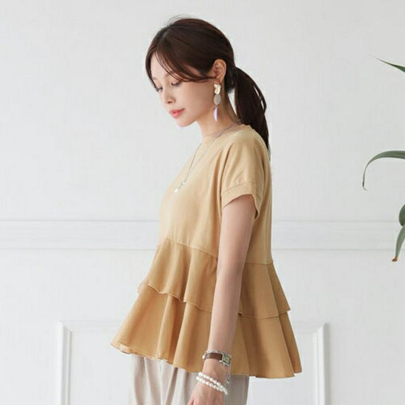 【新作10%OFF】ティアードTシャツ・全3色・b63221 レディース【tops】【韓国 ファッション トップス Tシャツ 半