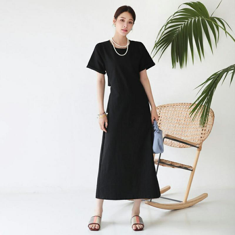 【新作10%OFF】バックスリットワンピース・全3色・t63231 レディース【ops】【韓国 ファッション ワンピース ロング