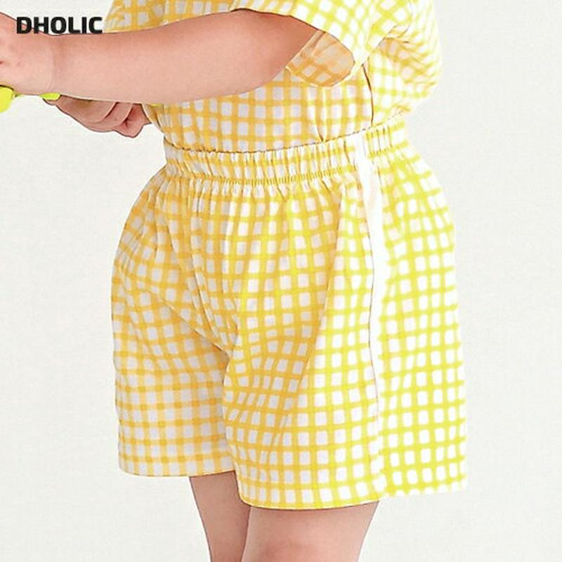 チェック柄ショートパンツ・p004542 キッズ【3~8才】【pt】【ボトムス ズボン ショーツ ショートパンツ 半ズボン ウエストゴム チェック柄 ギンガムチェック 男の子 女の子 韓国 韓国子供服 子供 こども 子供服 こども服】【KIDS】