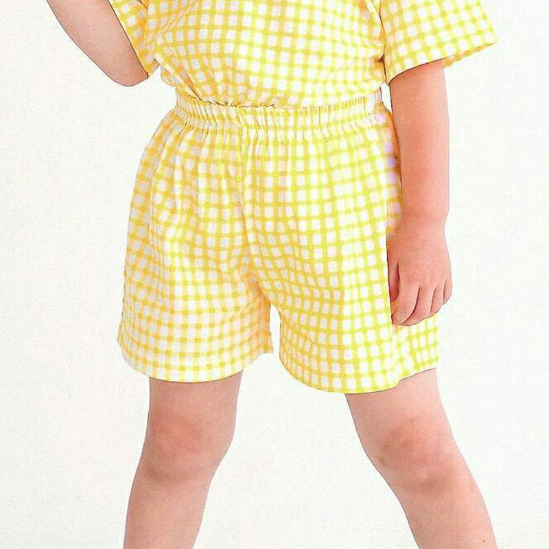 チェック柄ショートパンツ・p004542 キッズ【3~8才】【pt】【ボトムス ズボン ショーツ ショートパンツ 半ズボン ウエストゴム チェック柄 ギンガムチェック 男の子 女の子 韓国 韓国子供服 子供 こども 子供服 こども服】【KIDS】