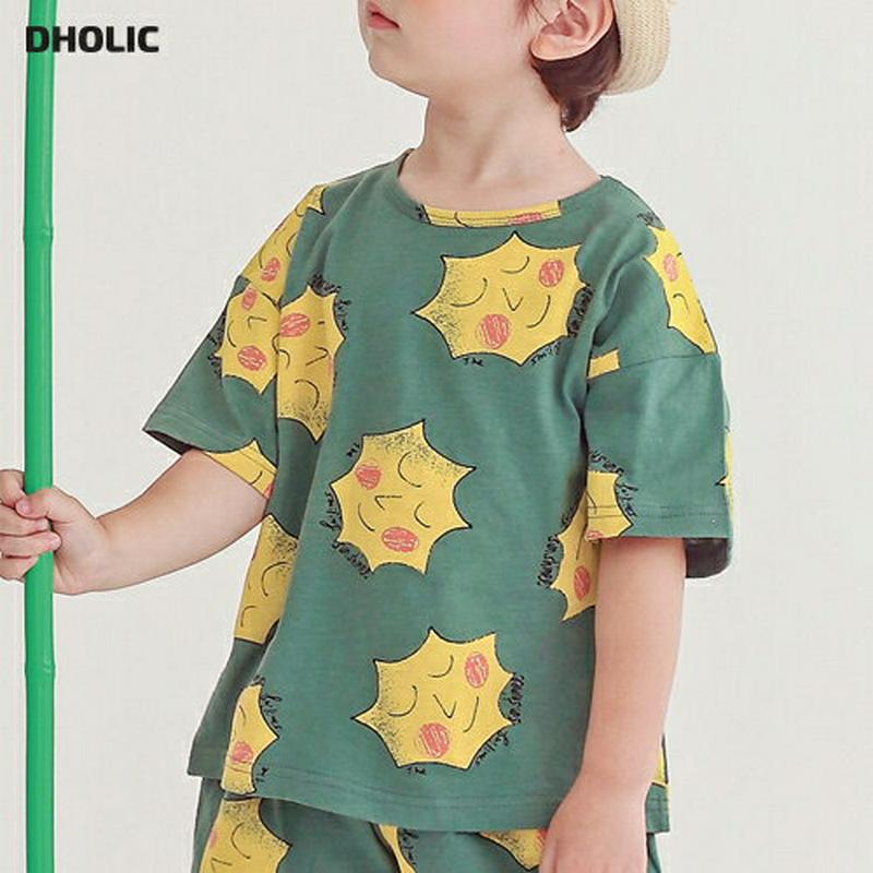 SUNプリントTシャツ・p004540 キッズ【3~8才】【tops】【トップス Tシャツ 半袖 ハーフスリーブ ラウンドネック プリント ゆったり 女の子 男の子 韓国 韓国子供服 子供 こども 子供服 こども服】【KIDS】