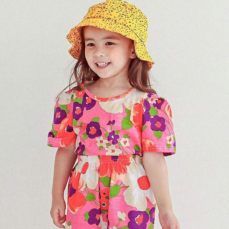 フローラルプリントTシャツ・p004538 キッズ【3~8才】【tops】【トップス Tシャツ ラウンドネック 半袖 花柄 かわいい 女の子 韓国 韓国子供服 子供 こども 子供服 こども服】【KIDS】