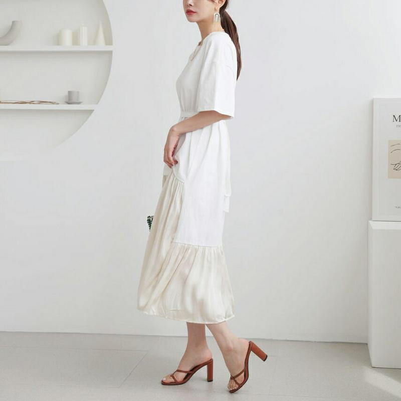 ベルト付フレアヘムワンピース・全3色・t63151 レディース【ops】【韓国 ファッション ワンピース ロングワンピース 半袖