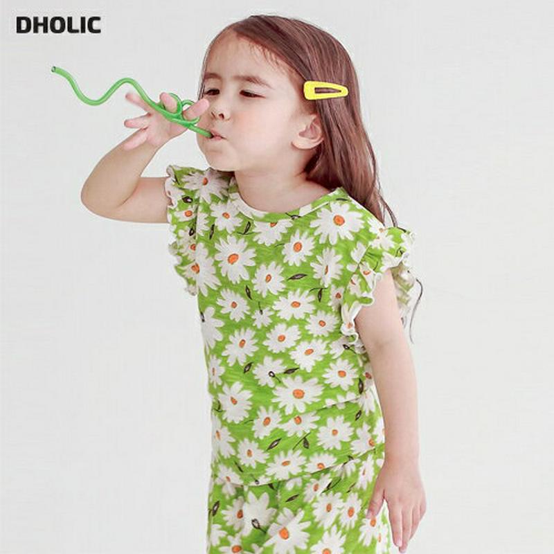 メロウヘムスリーブフラワーTシャツ・p004498・キッズ 【3~8才】【tops】【韓国 ファッション トップス Tシャツ カットソー ラウンドネック 半袖 ハーフスリーブ ショートスリーブ ゆったり ルーズ プリント 花柄 女の子 子供 子供服 小学生 夏】【KIDS】