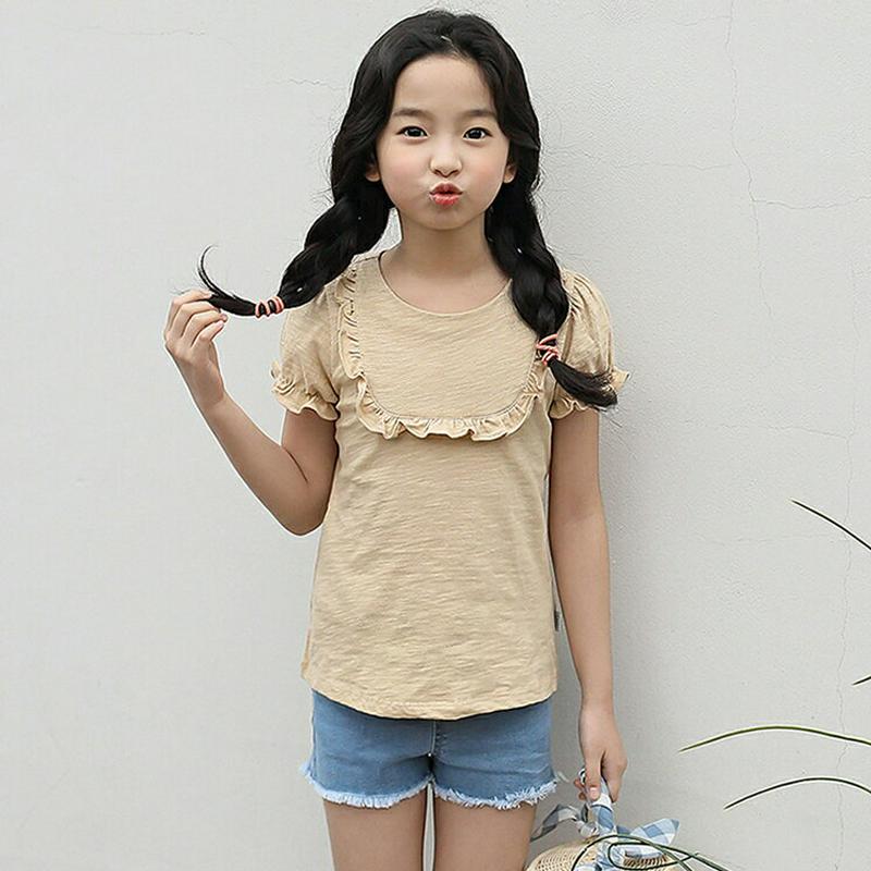 【新作10%OFF】フリルラインラウンドネックTシャツ・p004549 キッズ【3~8才】【tops】【トップス Tシャツ パフ