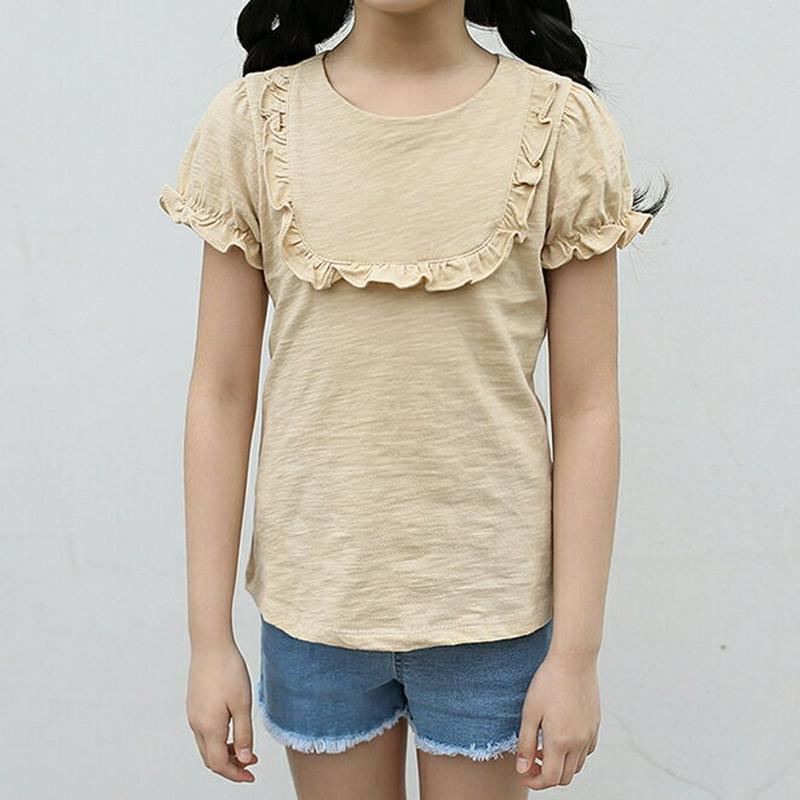 【新作10%OFF】フリルラインラウンドネックTシャツ・p004549 キッズ【3~8才】【tops】【トップス Tシャツ パフ