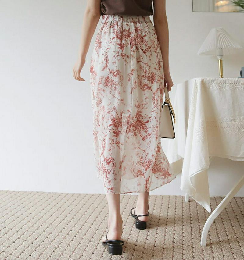 【新作10%OFF】フローラルシフォンスカート・全3色・b60565 レディース【sk】【韓国 ファッション ボトムス スカート