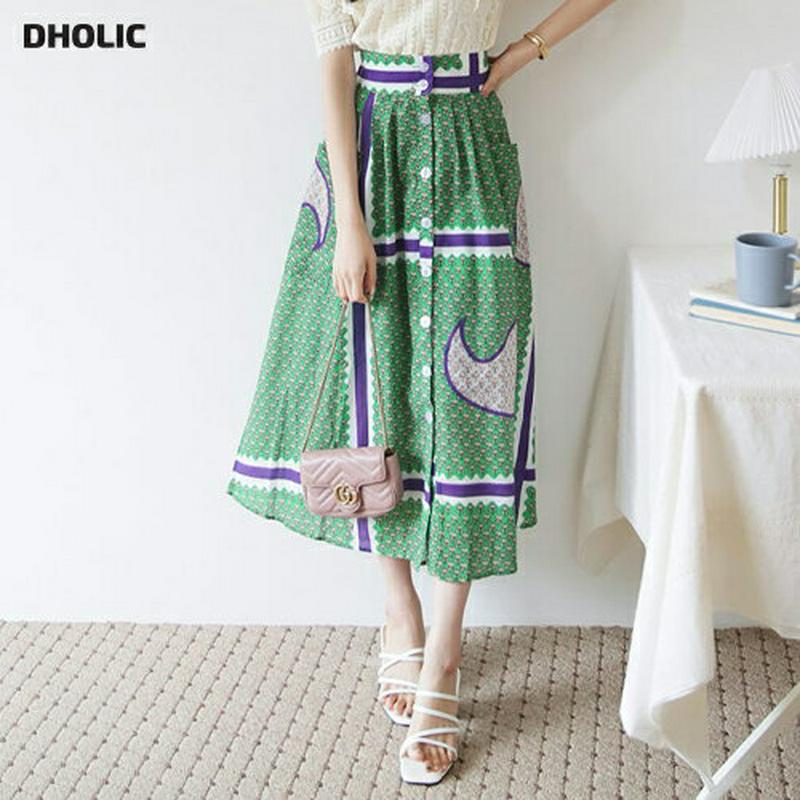 【新作10%OFF】パターンボタンスカート・全2色・b60568 レディース【sk】【韓国 ファッション ボトムス スカート ロ