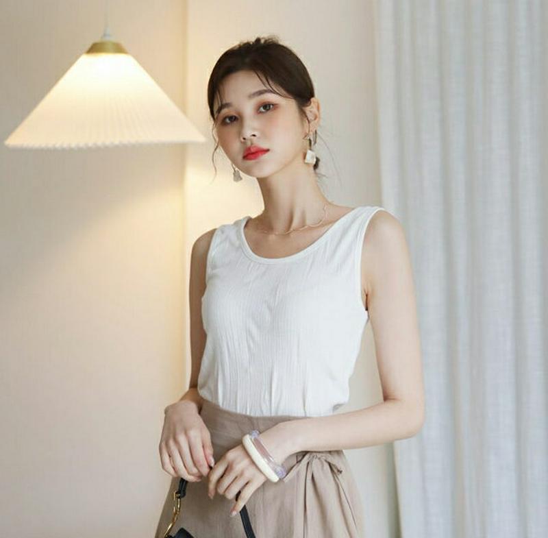 【新作10%OFF】リンクルスリーブレス・全4色・t60542 レディース【tops】【韓国 ファッション トップス スリーブレ
