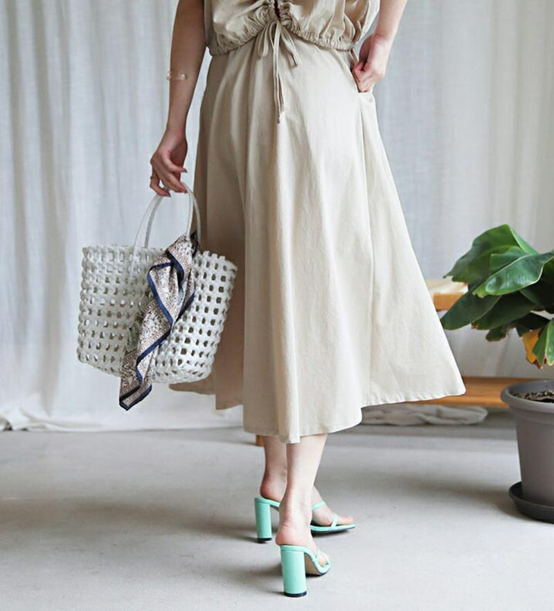 【新作10%OFF】タックフレアスカート・全2色・t60563 レディース【sk】【韓国 ファッション ボトムス スカート ロン