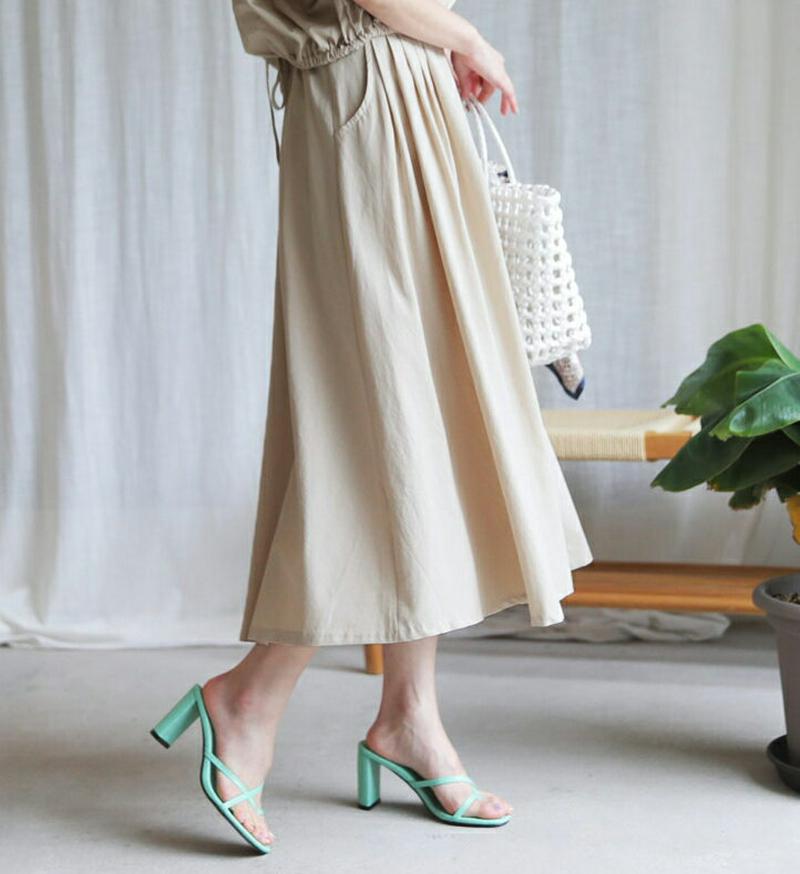 【新作10%OFF】タックフレアスカート・全2色・t60563 レディース【sk】【韓国 ファッション ボトムス スカート ロン