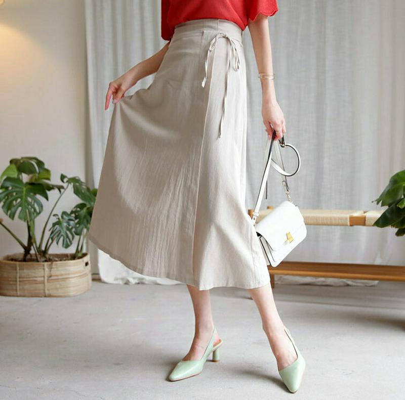 【新作10%OFF】サイドリボンスカート・全3色・b60566 レディース【sk】【韓国 ファッション ボトムス スカート ロン