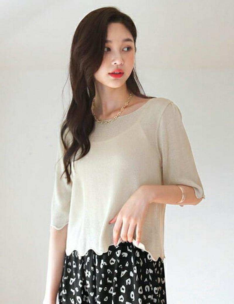 【新作10%OFF】スカラップボートネックニット・全4色・b60581 レディース【tops】【韓国 ファッション トップス ニ