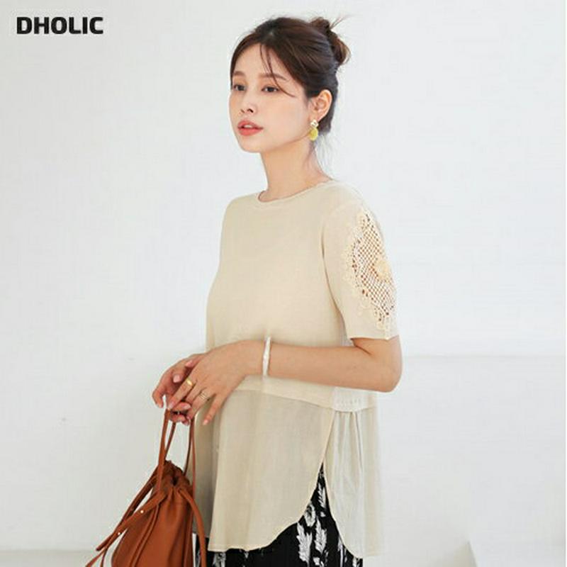 【新作10%OFF】レーススリーブコントラストニット・全3色・b63257 レディース【tops】【韓国 ファッション トップス