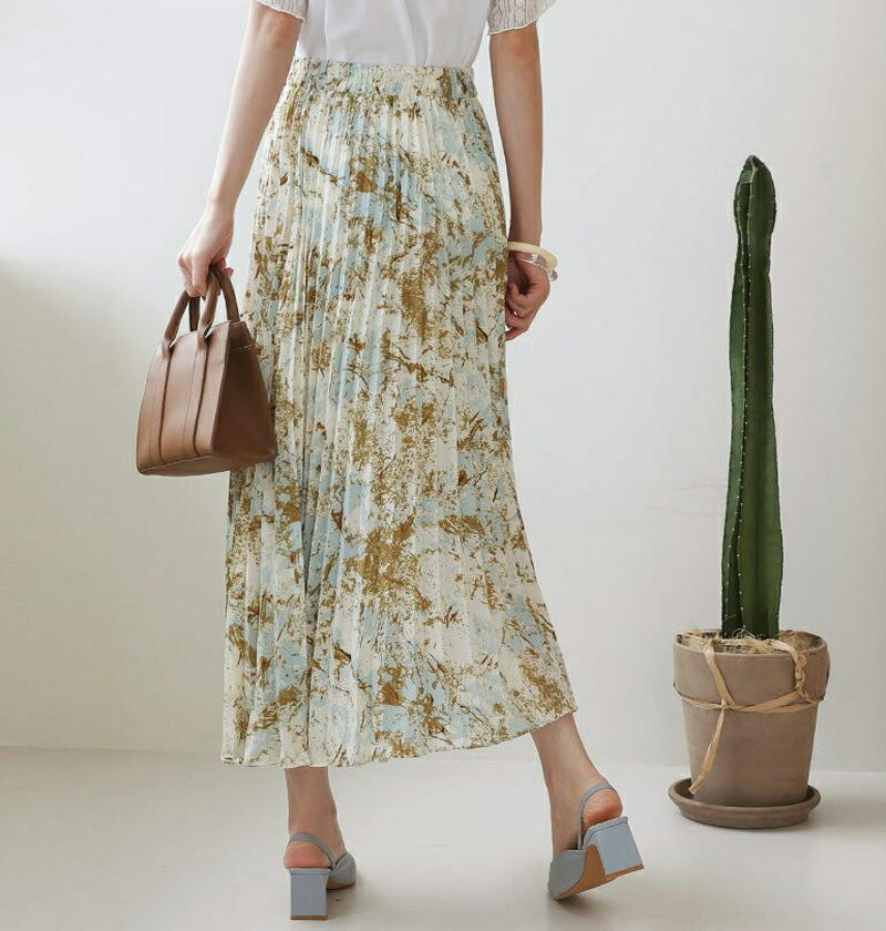 【新作10%OFF】パターンプリーツスカート・全2色・t63274 レディース【sk】【韓国 ファッション スカート ロング ロ