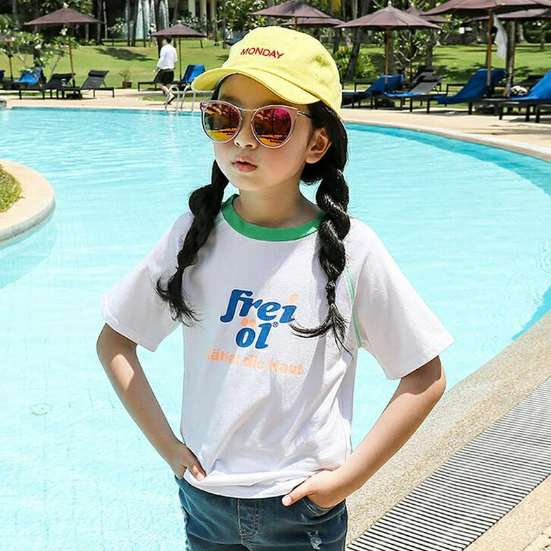 【新作10%OFF】ロゴ配色ネックラグランTシャツ・p004511 キッズ【3~8才】【tops】【トップス Tシャツ ロゴT 