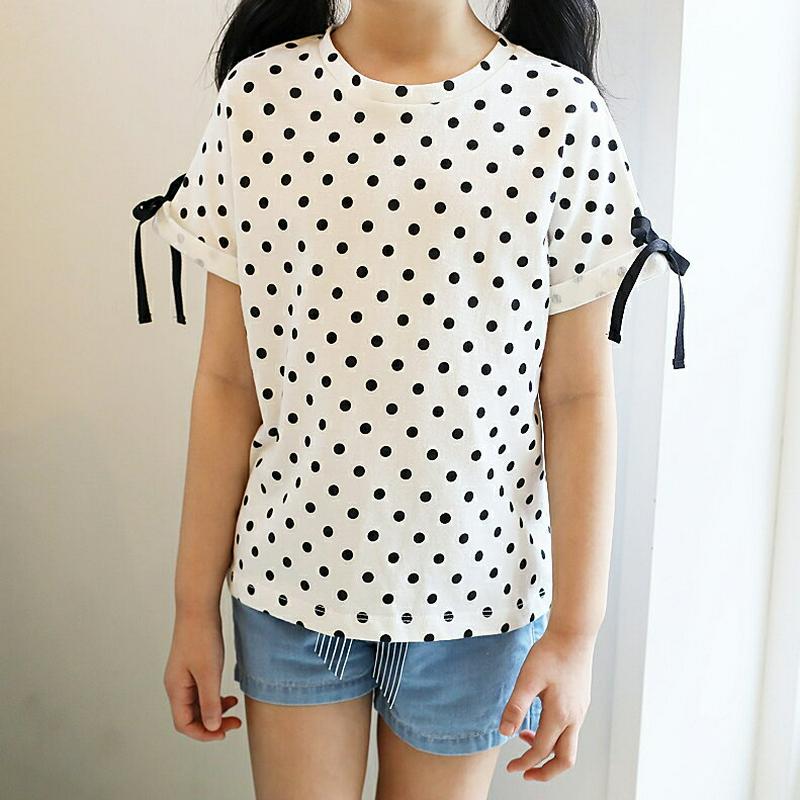 【新作10%OFF】リボンポイントドットTシャツ・p004530 キッズ【3~8才】【tops】【トップス Tシャツ ドット柄 