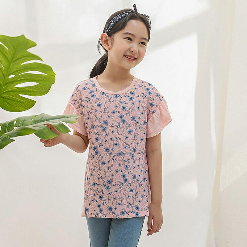 【新作10%OFF】フリルスリーブ花柄切替Tシャツ・p004515 キッズ【3~8才】【tops】【トップス Tシャツ 半袖 フ