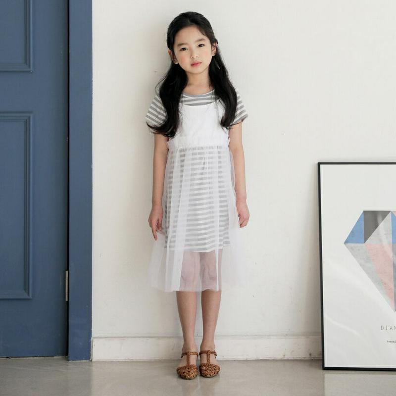 【新作10%OFF】ボーダーレイヤードワンピースSET・p004513 キッズ【3~8才】【ops】【ワンピース セット ミディ