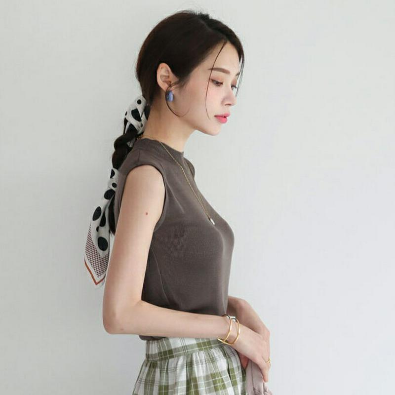 【只今10%OFF】ハーフネックニットスリーブレス・全4色・t62733 レディース【tops】【韓国 ファッション トップス 