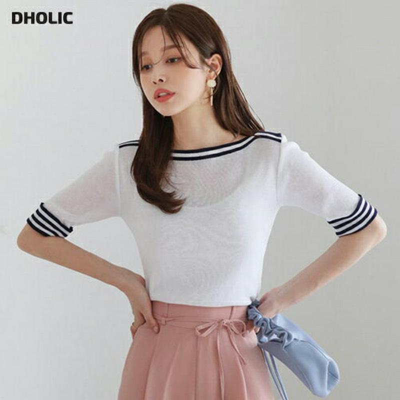 【只今10%OFF】配色ボートネックニット・全4色・b62747 レディース【tops】【韓国 ファッション トップス ニット 