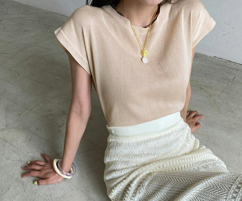 【只今10%OFF】2TYPEフレンチスリーブニット・全4色・b55967 レディース【tops】【韓国 ファッション トップス