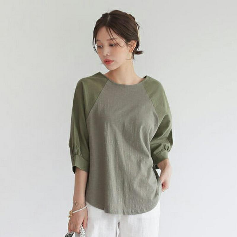 【只今10%OFF】ドルマンコントラストTシャツ・全4色・b62736 レディース【tops】【韓国 ファッション トップス T
