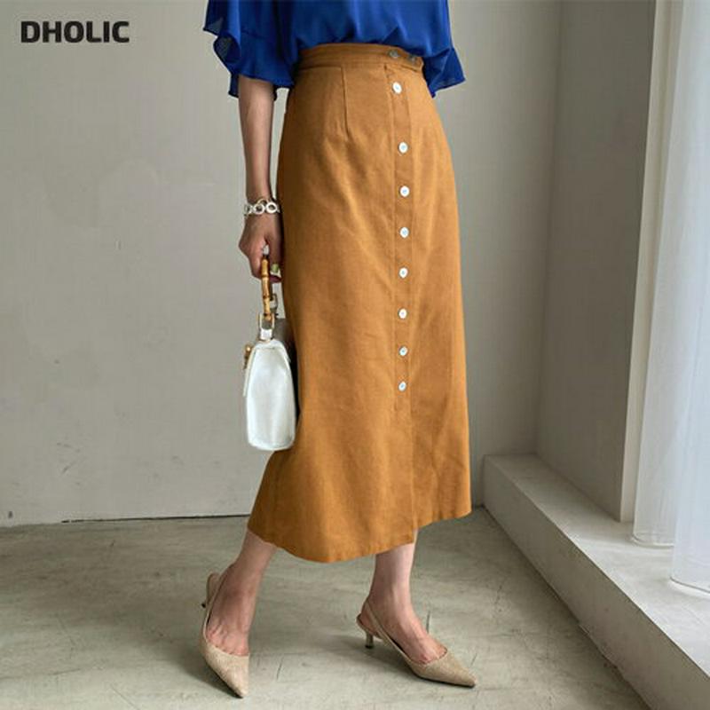 【只今10%OFF】ボタンHラインスカート・全3色・b55958 レディース【sk】【韓国 ファッション スカート ロング ロン