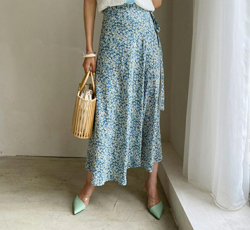 【只今10%OFF】フローラルラップスカート・全2色・b56015 レディース【sk】【韓国 ファッション スカート ロング ロ