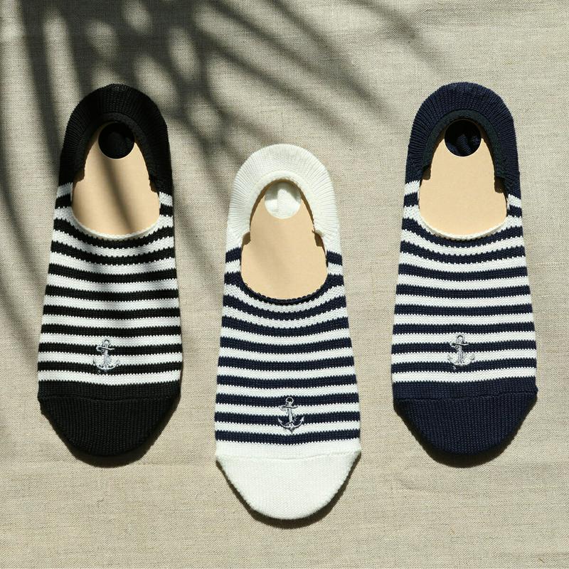 【あす楽】50%OFF【Tabio MEN】 メンズ アンカー刺繍ボーダーカバーソックス / 靴下屋 靴下 タビオ くつ下 カバー フットカバー メンズ 日本製 2101sl