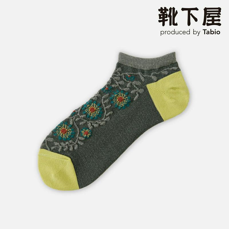 【あす楽】【靴下屋】 つらなりラメ花柄スニーカー用ソックス / 靴下 タビオ Tabio くつ下 レディース 日本製 2106ka