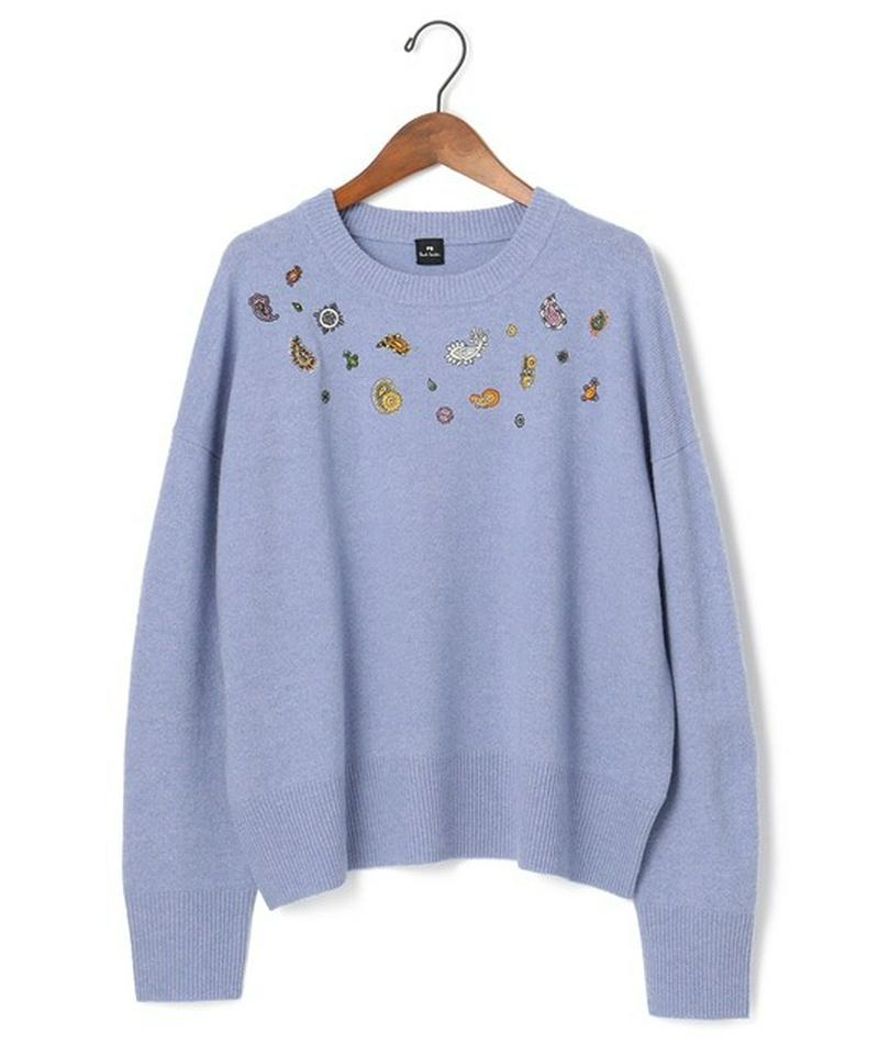 【WEB限定アイテム】ペイズリースケッチ エンブロイダリー ニット