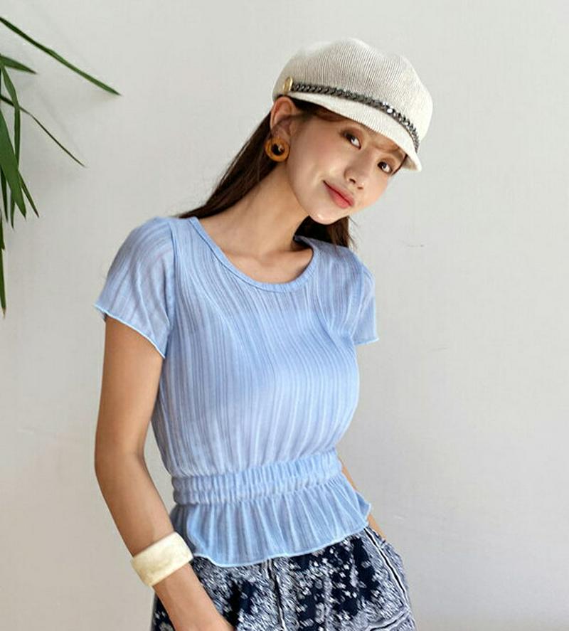 【新作10%OFF】ウエストゴムTシャツ・全4色・t60456 レディース【tops】【韓国 ファッション トップス Tシャツ 