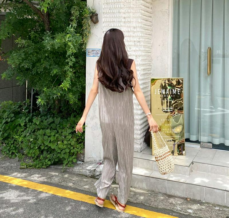 【新作10%OFF】スリーブレスプリーツオールインワン・全2色・b60468 レディース【pt】【韓国 ファッション ボトムス 