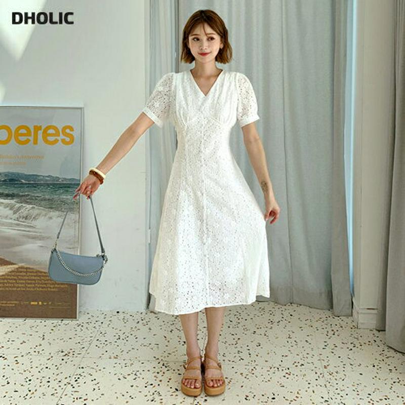 【新作10%OFF】レースくるみボタンワンピース・全2色・60494 レディース【ops】【韓国 ファッション ワンピース ロン