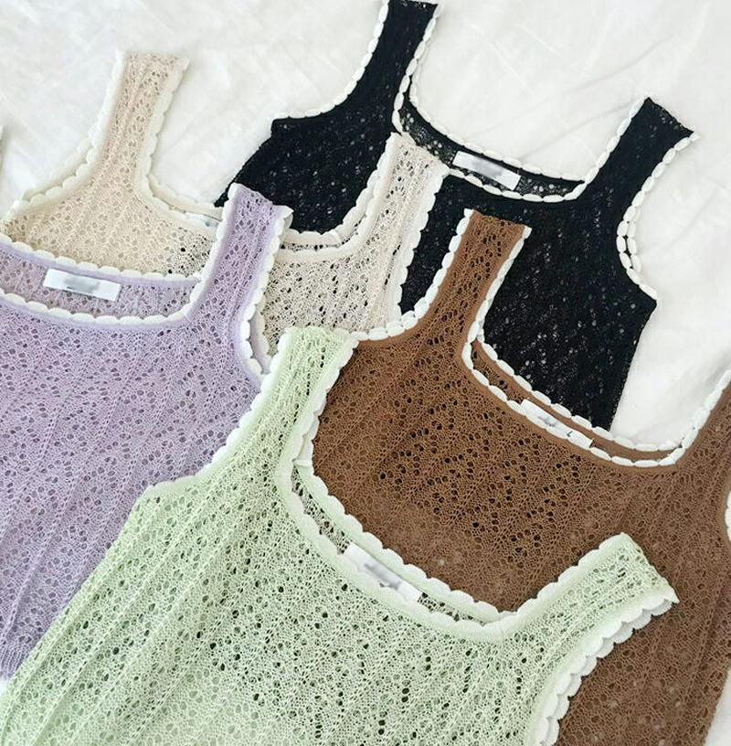 【新作10%OFF】パンチング配色スリーブレス・全5色・t60452 レディース【tops】【韓国 ファッション トップス スリ