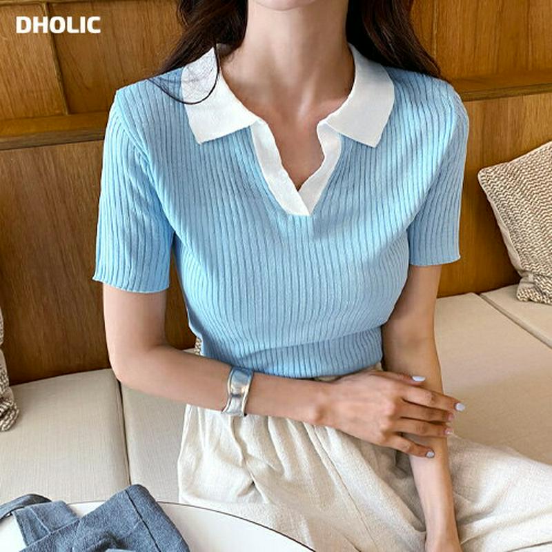 【新作10%OFF】配色カラーリブニット・全3色・t60465 レディース【tops】【韓国 ファッション トップス ニット ニ