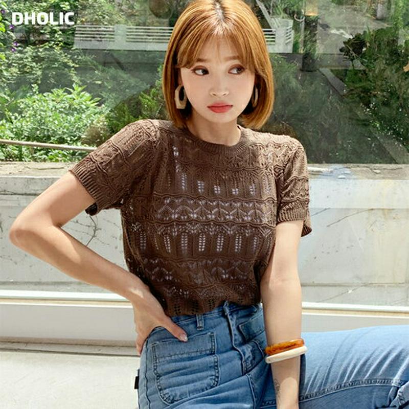 【新作10%OFF】シアーラウンドネックニット・全3色・t60467 レディース【tops】【韓国 ファッション トップス ニッ