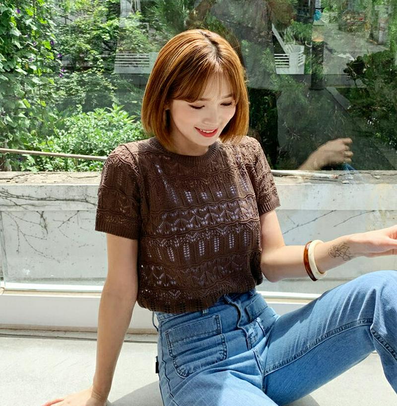【新作10%OFF】シアーラウンドネックニット・全3色・t60467 レディース【tops】【韓国 ファッション トップス ニッ
