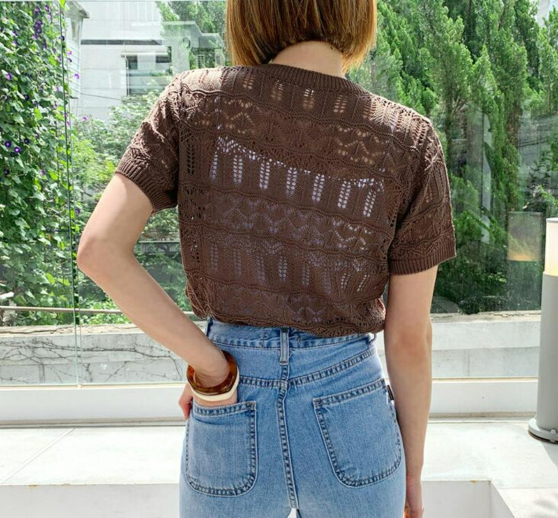 【新作10%OFF】シアーラウンドネックニット・全3色・t60467 レディース【tops】【韓国 ファッション トップス ニッ