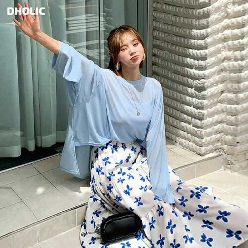 【新作10%OFF】アンバランスシアーTシャツ・全4色・t60461 レディース【tops】【韓国 ファッション トップス Tシ
