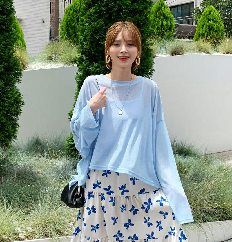 【新作10%OFF】アンバランスシアーTシャツ・全4色・t60461 レディース【tops】【韓国 ファッション トップス Tシ