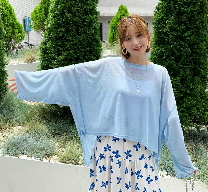 【新作10%OFF】アンバランスシアーTシャツ・全4色・t60461 レディース【tops】【韓国 ファッション トップス Tシ