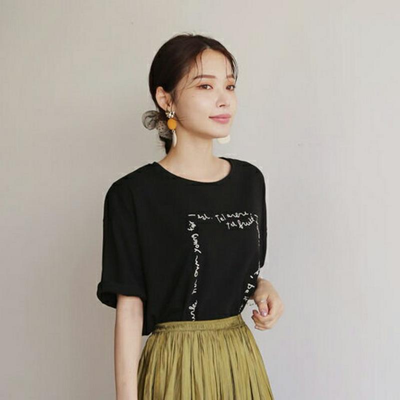 【新作10%OFF】ボクシーレタリングTシャツ・全4色・b63331 レディース【tops】【韓国 ファッション トップス Tシ